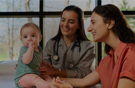 Endeavor Health - Baby with clinician and mother